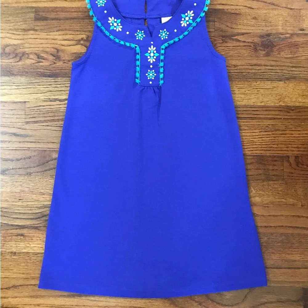 Girls Gymboree Blue & Teal Green Dress Size Medium 8 - 10 Cotton Polyester Spand